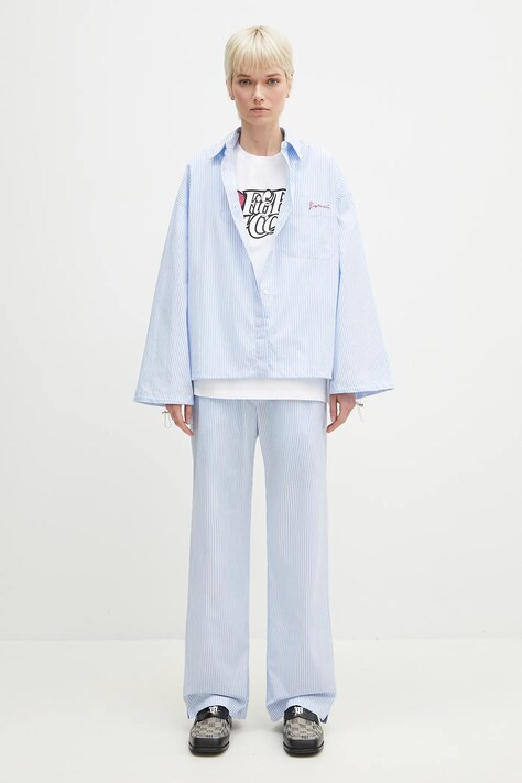 Бавовняна сорочка Fiorucci Striped Embroidered Drawstring Shirt — фото 7