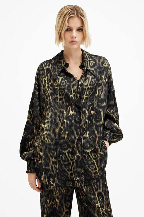 AllSaints cămașă din amestec de mătase CHARLI cu guler clasic, relaxed, W050PB