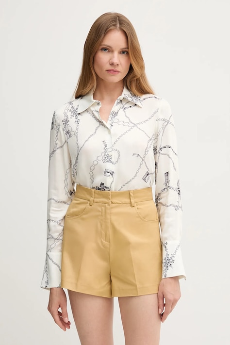 Рубашка Sisley женская цвет бежевый regular классический воротник 5PHVLQFF7
