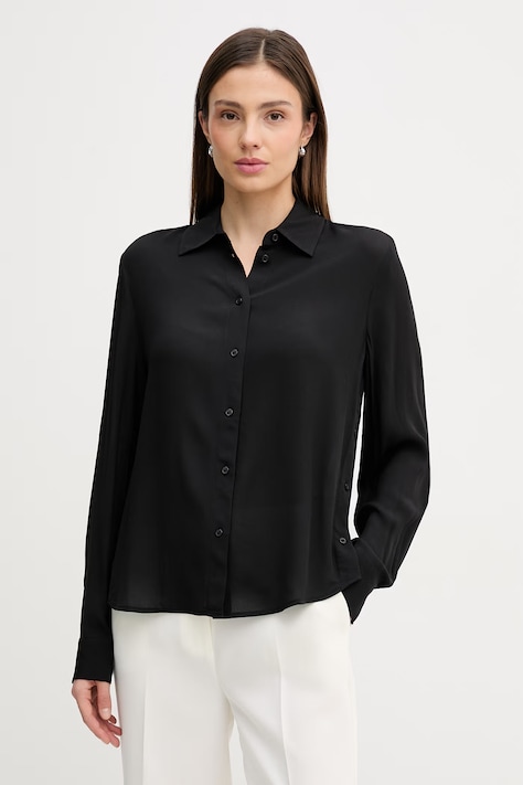 Рубашка Sisley цвет чёрный relaxed классический воротник 5IDTLQ08R