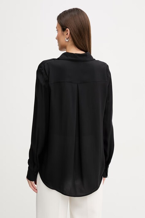 Sisley koszula damska kolor czarny relaxed z kołnierzykiem klasycznym 5IDTLQ08R