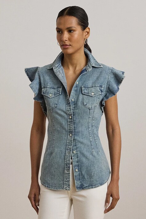 Джинсовая рубашка Lauren Ralph Lauren slim классический воротник 200963923
