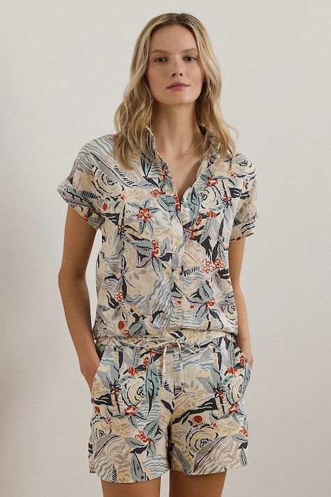 Lauren Ralph Lauren camicia di lino colore beige 200963699