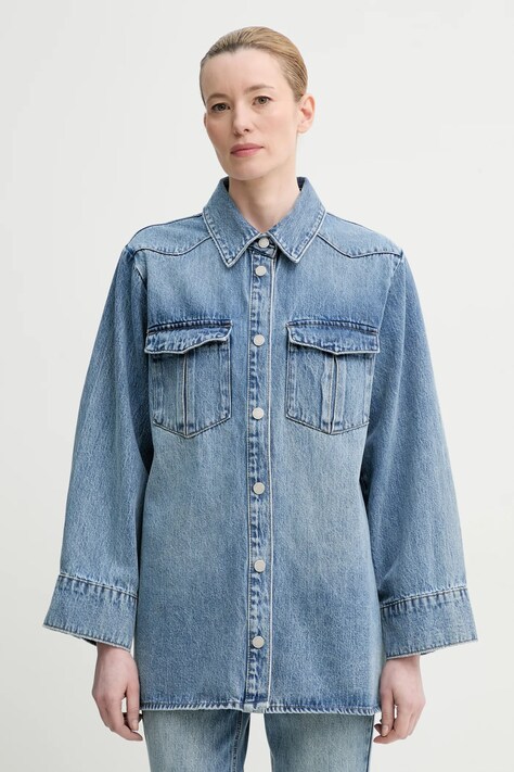 Gestuz camasa jeans femei, cu guler clasic, relaxed, 10909943
