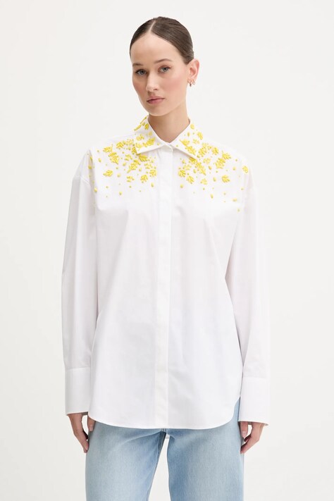 MSGM cămașă din bumbac culoarea alb, cu guler clasic, regular, 3842MDE23X.257315