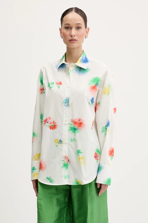 MSGM cămașă din bumbac culoarea alb, cu guler clasic, relaxed, 3842MDE15X.257350