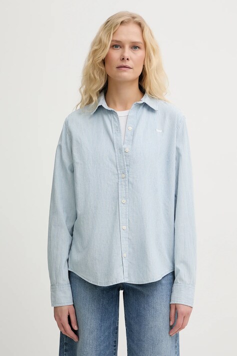 Levi's koszula bawełniana THE CLASSIC BW SHIRT damska kolor niebieski regular z kołnierzykiem klasycznym 34574