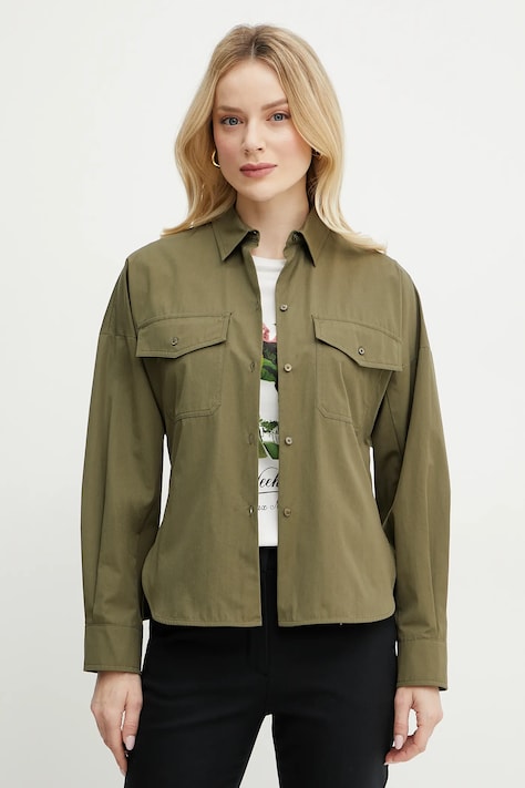 Βαμβακερό πουκάμισο Weekend Max Mara χρώμα: πράσινο, 2515111021600