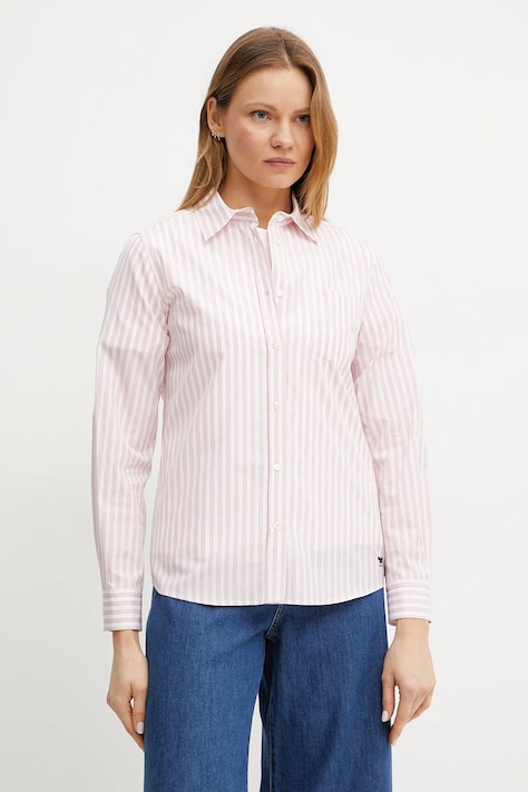Bavlněná košile Weekend Max Mara růžová barva, regular, s klasickým límcem, 2515111081600
