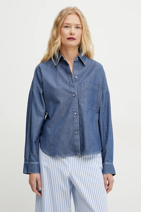Πουκάμισο Weekend Max Mara χρώμα: ναυτικό μπλε, 2515111152600
