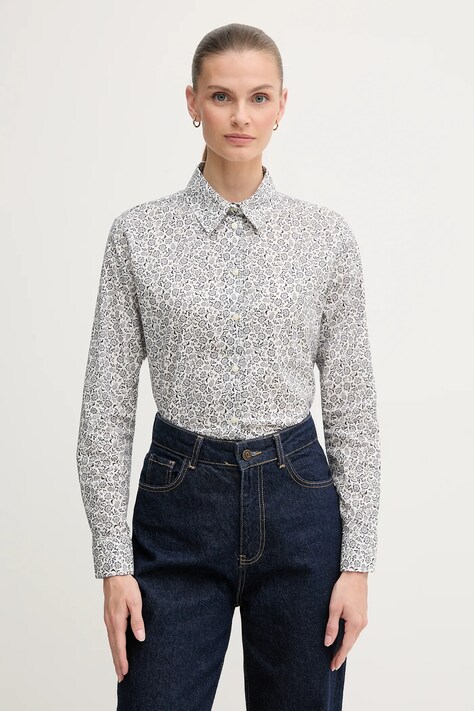 United Colors of Benetton cămașă culoarea alb, cu guler clasic, regular, 5Q6SDQ0AY