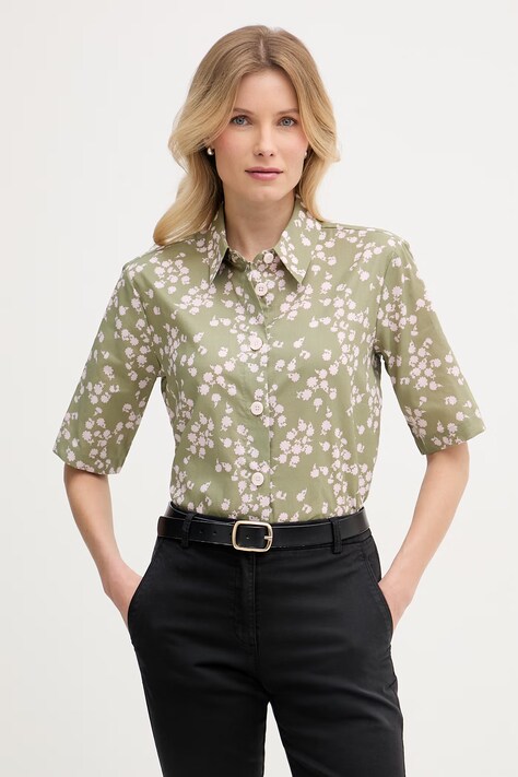 United Colors of Benetton košulja za žene od pamuka zelena paisley 5Q6SDQ0AY