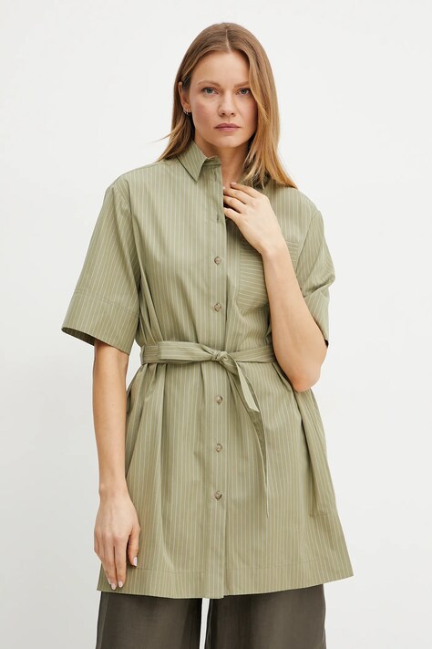 MM cămașă din bumbac femei, culoarea verde, cu guler clasic, relaxed, 2516191018600