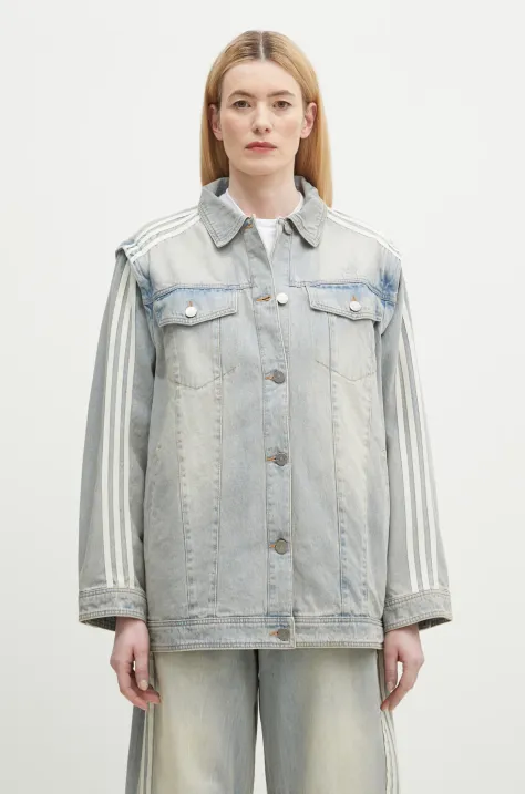 adidas Originals kurtka DENIM SHIRT JKT kolor niebieski przejściowa JX9209