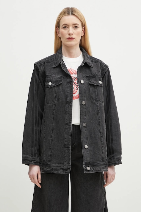 adidas Originals koszula bawełniana jeansowa DENIM SHIRT JKT damska kolor czarny relaxed z kołnierzykiem klasycznym JY8882