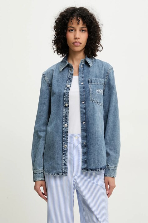 Moschino Jeans cămașă din bumbac femei, cu guler clasic, relaxed, 0204 3721