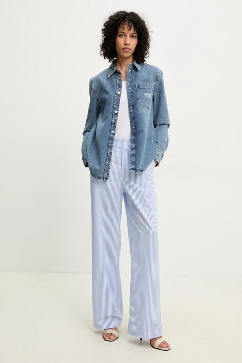 Бавовняна сорочка Moschino Jeans — SS25-KDD0D0, блакитний — фото 2