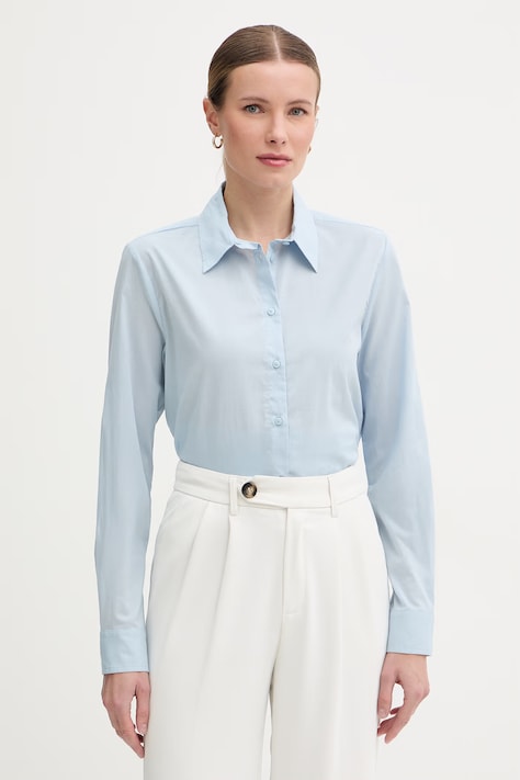 United Colors of Benetton koszula damska bawełniana niebieska gładka 5WPQDQ0AX