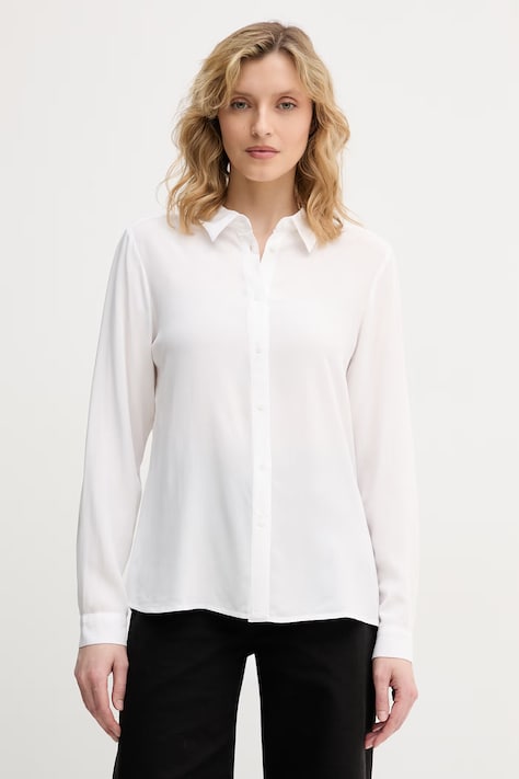 United Colors of Benetton koszula damska z wiskozy biała gładka 5WPWDQ0B0