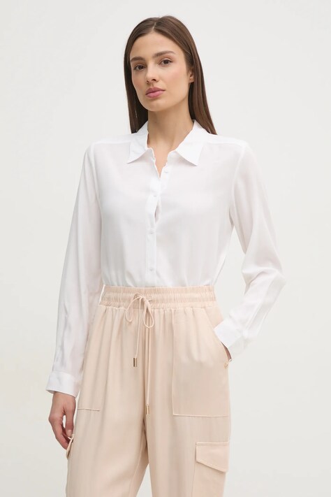 United Colors of Benetton camasa femei, culoarea alb, cu guler clasic, regular, 5WPWDQ0B0