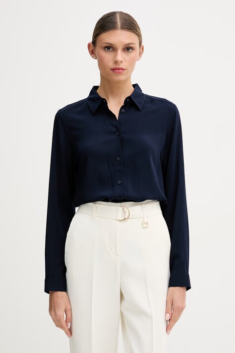 United Colors of Benetton koszula damska z wiskozy granatowa gładka 5WPWDQ0B0