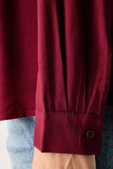 United Colors of Benetton Košile dámská z viskózy burgundská hladká 5WPWDQ0B0