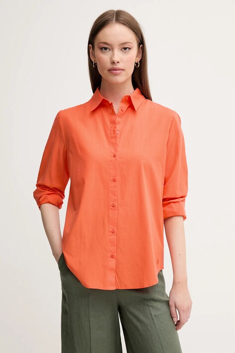 Бавовняна сорочка United Colors of Benetton колір помаранчевий regular класичний комір 5HAXDQ0AX