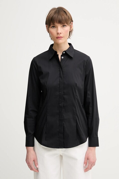 United Colors of Benetton cămașă culoarea negru, cu guler clasic, regular, 54KXDQ03B