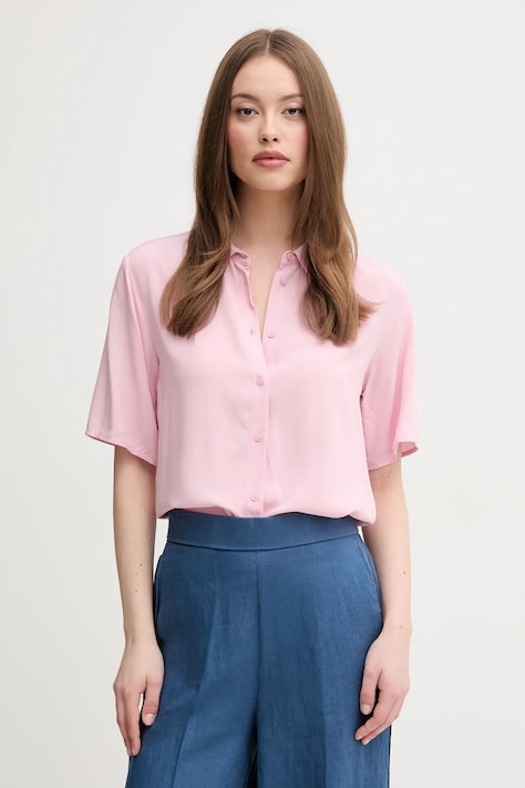United Colors of Benetton cămașă femei, culoarea roz, cu guler clasic, regular, 5WPWDQ0B1