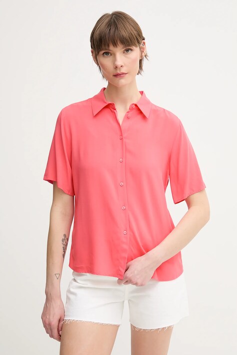 Рубашка United Colors of Benetton женская цвет розовый regular классический воротник 5WPWDQ0B1