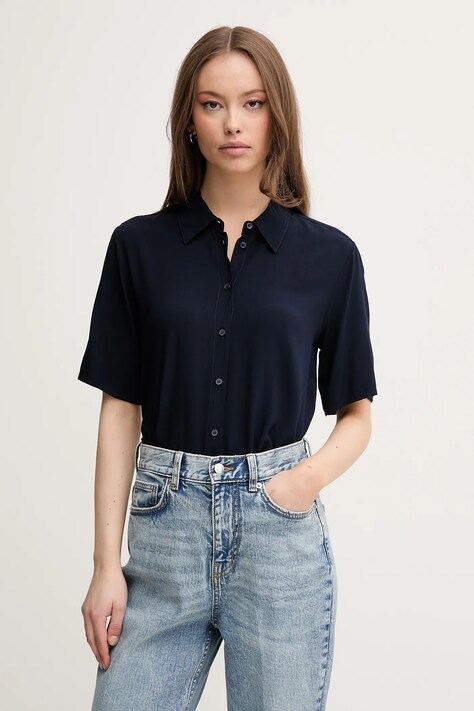 United Colors of Benetton camicia donna colore blu navy  5WPWDQ0B1