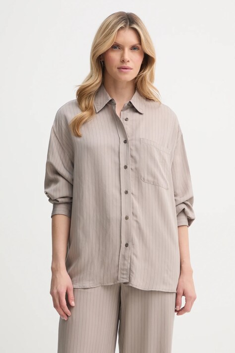 American Vintage camasa femei, culoarea bej, cu guler clasic, relaxed, OKY06BE25
