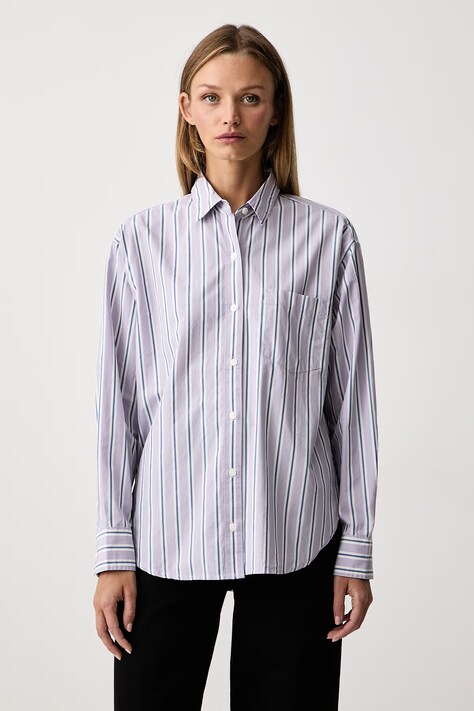 Levi's Srajca ženska bombažna HARLIE NEW BF SHIRT vijolična črtasta 001HM