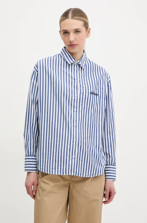 Pamučna košulja Napapijri G-Nice za žene, boja: bijela, relaxed, s klasičnim ovratnikom, NP0A4IFOSA11