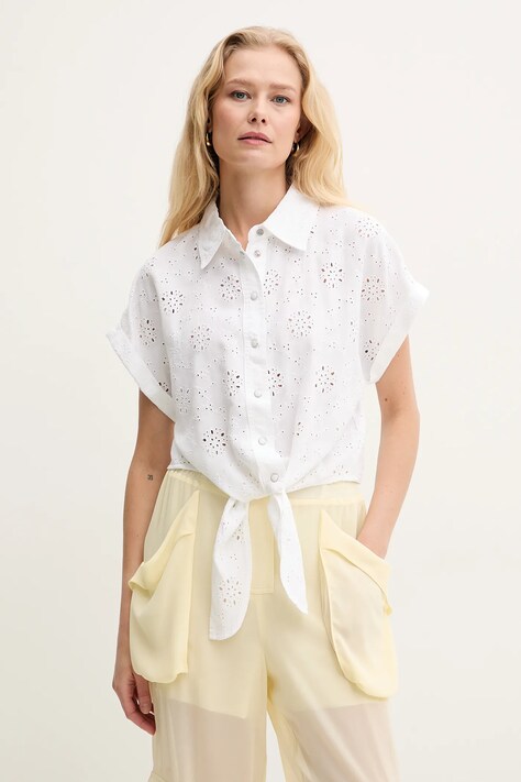 Guess camasa BRIGITTE femei, culoarea alb, cu guler clasic, relaxed, W5GH34 WG822