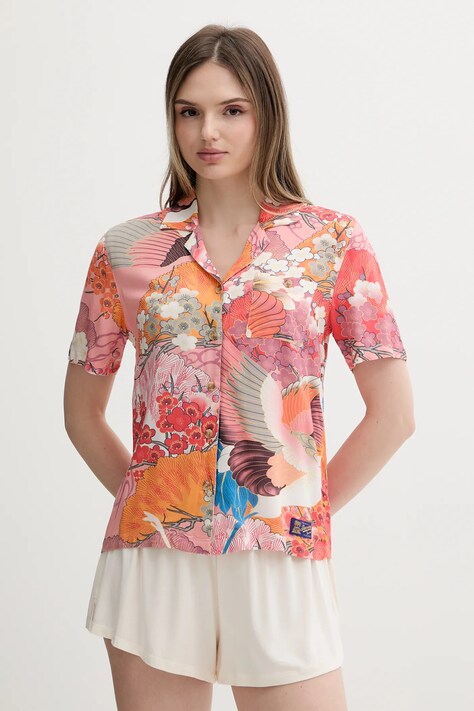 Superdry cămașă culoarea portocaliu, cu guler clasic, regular, W4010464A-E9M