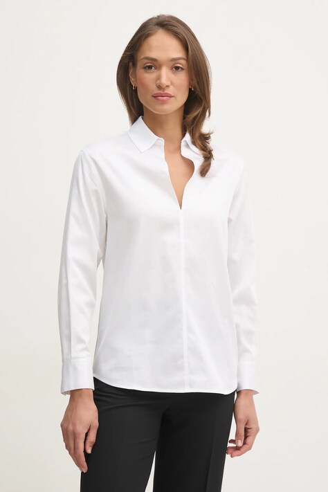 Calvin Klein bluza din bumbac femei, culoarea alb, neted, K20K208378