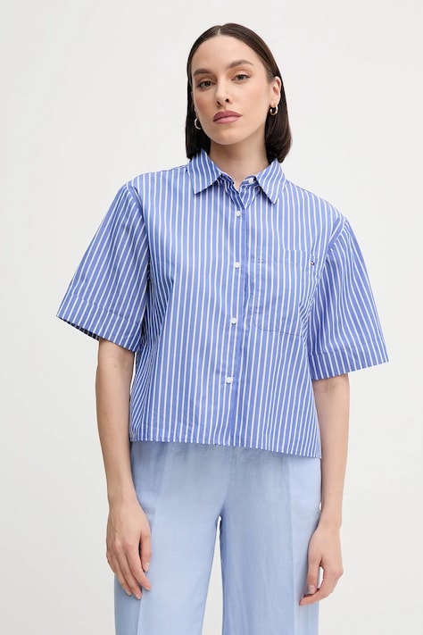 Хлопковая рубашка Tommy Hilfiger цвет фиолетовый relaxed классический воротник WW0WW44717