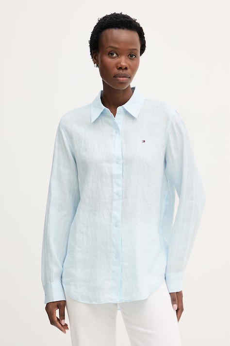 Tommy Hilfiger Cămașă de femei din in albastră WW0WW44679