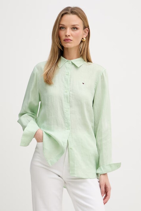 Tommy Hilfiger Ing női vászon zöld WW0WW44679
