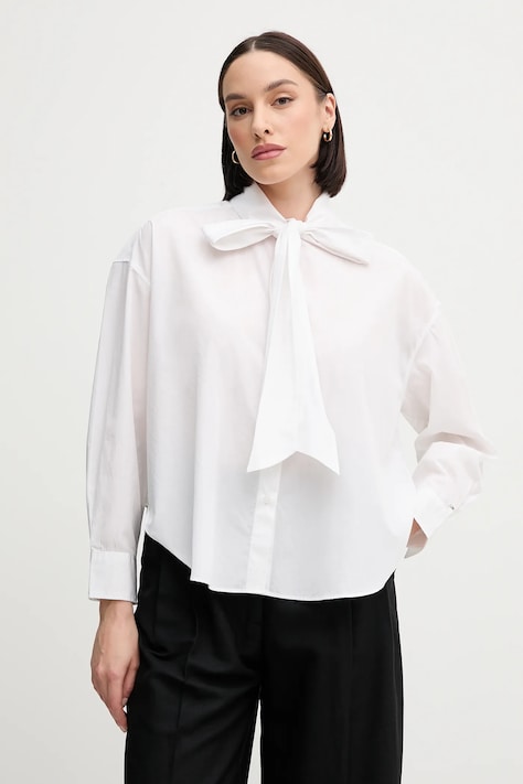 Bombažna srajca Tommy Hilfiger ženska, bela barva, WW0WW44722