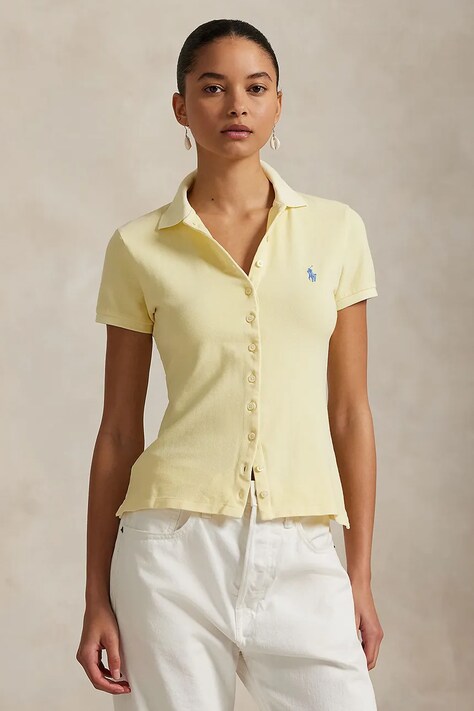 Polo Ralph Lauren polo de bumbac culoarea galben, 211965095