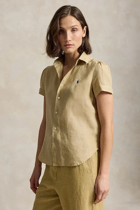 Polo Ralph Lauren cămașă pentru femei, din in bej 211973366