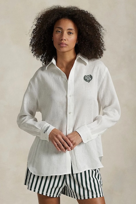 Хлопковая рубашка Polo Ralph Lauren Wimbledon Collection цвет белый relaxed классический воротник 211970518