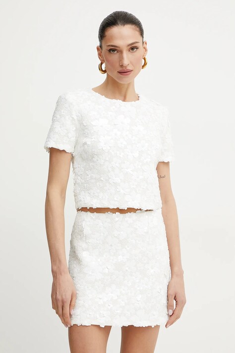 MICHAEL Michael Kors bluză femei, culoarea alb, uni, MS551OOHHS