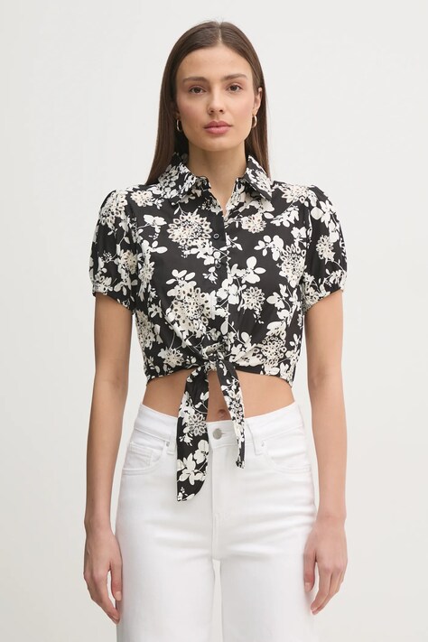Gaudi camasa din bumbac femei, culoarea negru, cu guler clasic, regular, 511BD45020