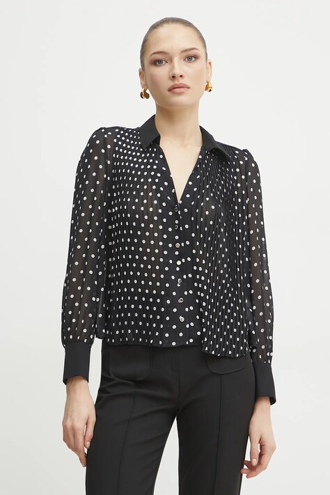 Morgan camasa CPOIS femei, culoarea negru, cu guler clasic, regular, CPOIS