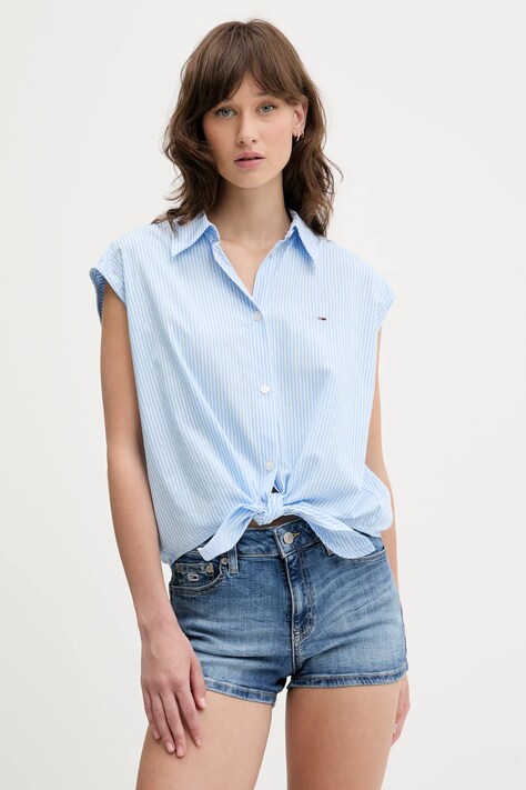 Хлопковая рубашка Tommy Jeans regular классический воротник DW0DW20291