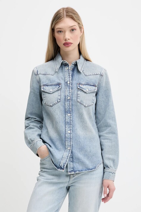 Джинсовая рубашка Tommy Jeans regular классический воротник DW0DW21416