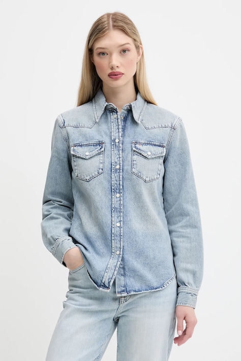 Джинсовая рубашка Tommy Jeans regular классический воротник DW0DW21416
